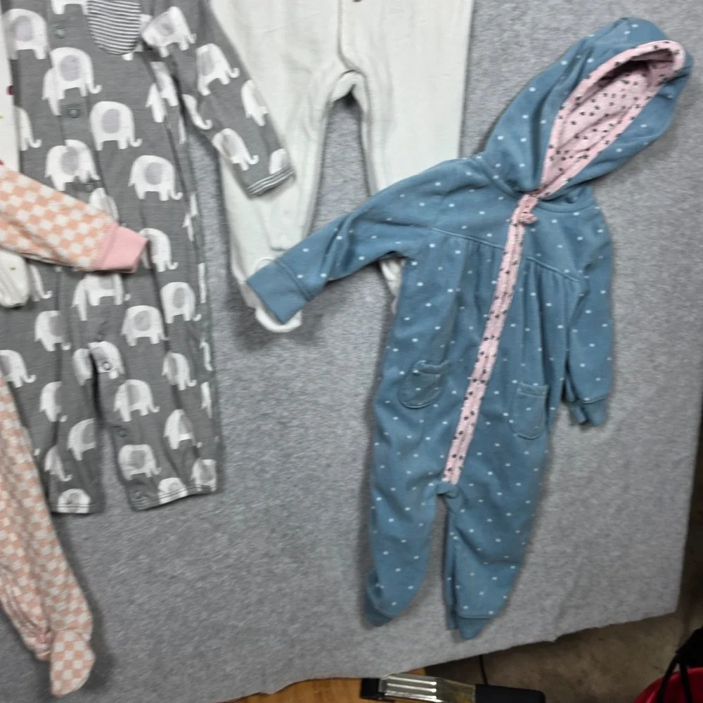 Lot of 8 One Piece Carters Full Suit Girls Size 9 Months Multicolor Pajamas PJs